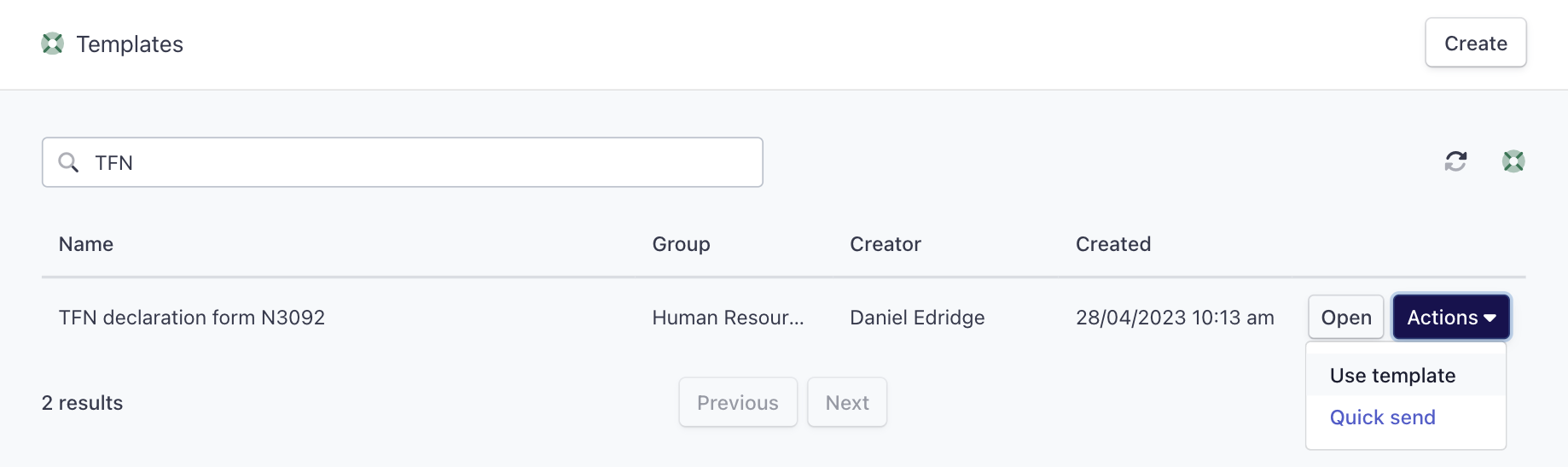 Sending a template - Annature Docs