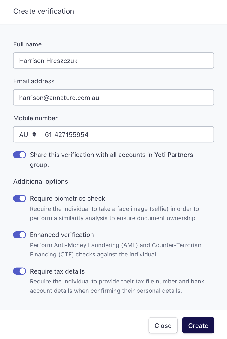 How to Send an Identity Verification Request - Annature Docs