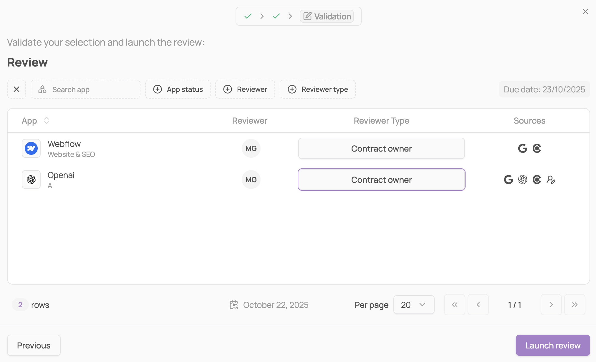 How to set up an access review - Corma Docs