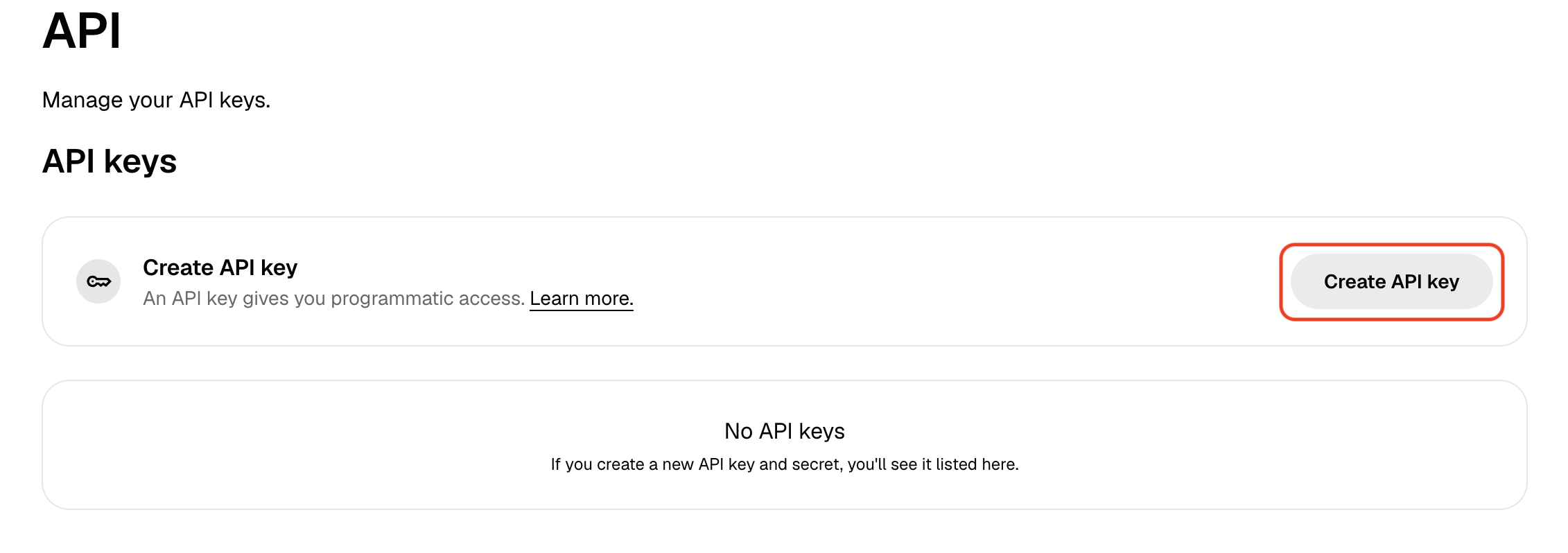 Gemini API settings page with Create API key button.