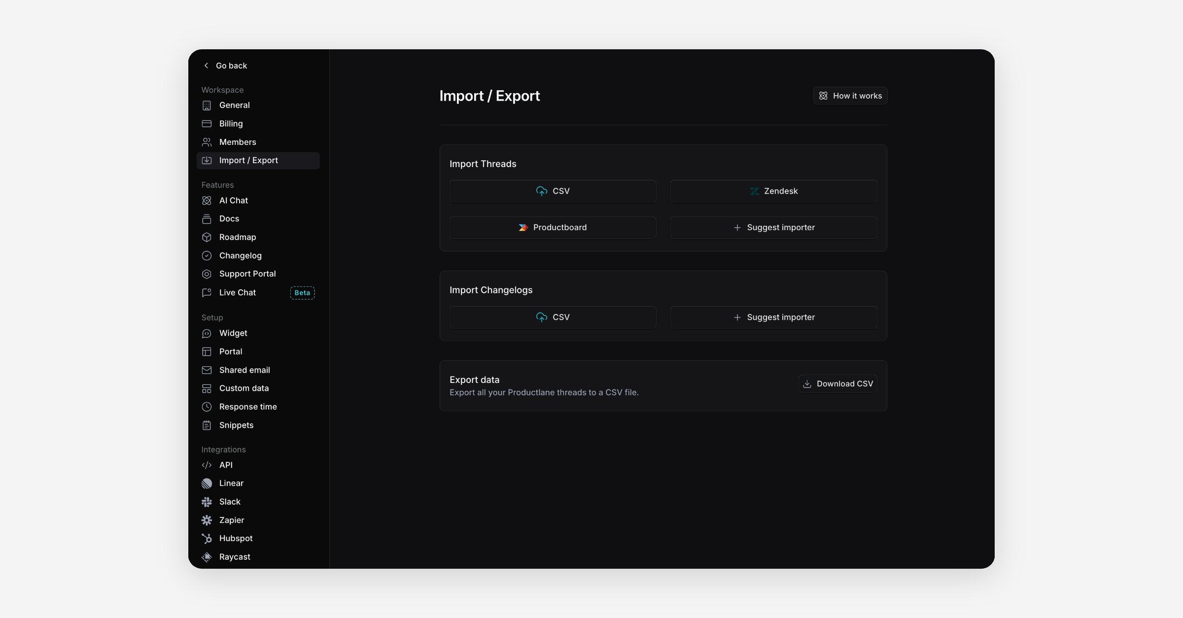 Import Changelogs - Productlane Docs | Productlane