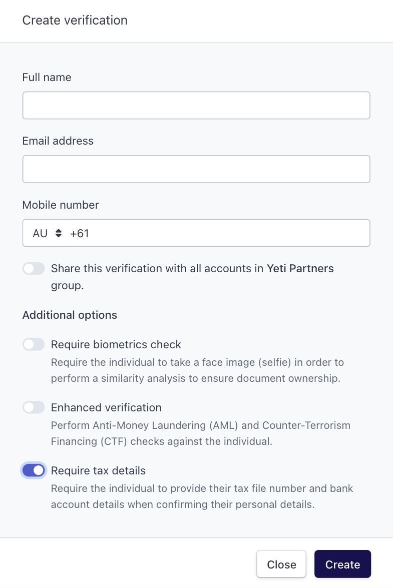 Require tax details - Annature Docs | Productlane