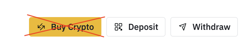 Binance quick Buy Crypto button that should be avoided for detailed lot tracking.