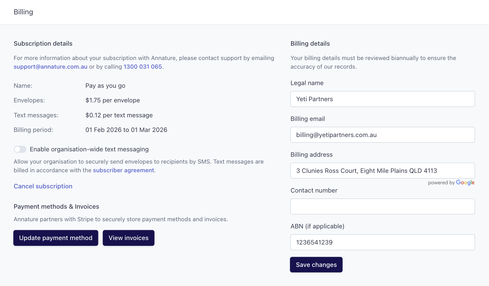 Update Your Payment Method - Annature Docs