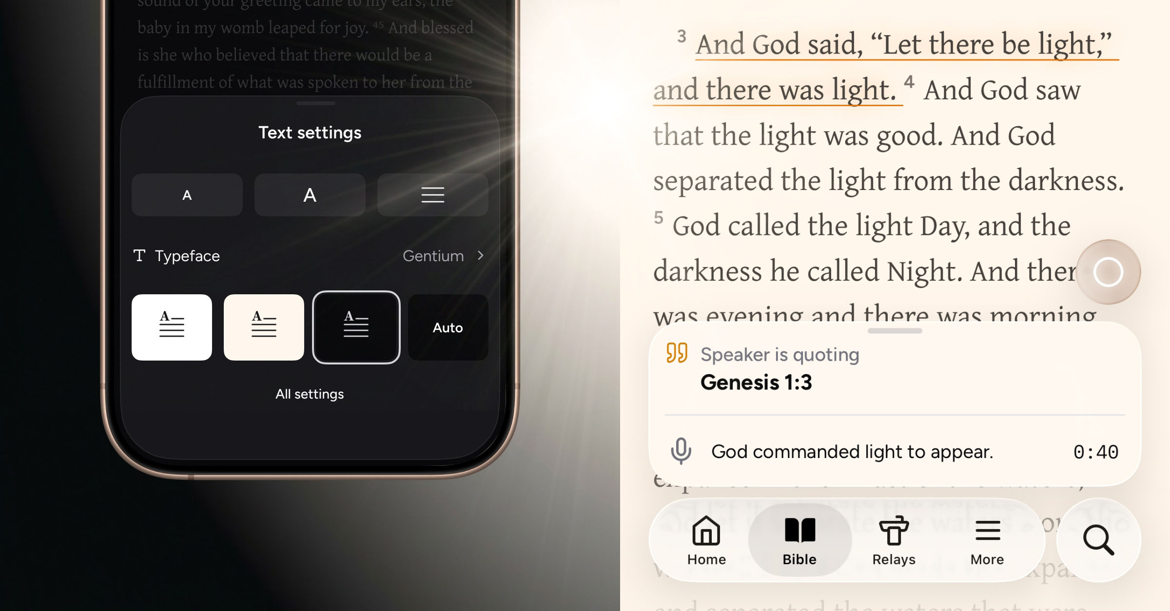 Light theme and Bible text settings for pre-release - Velora Changelog ...