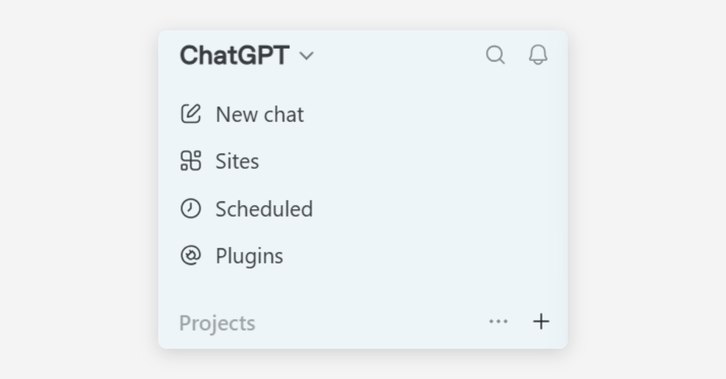 ChatGPT sidebar navigation panel