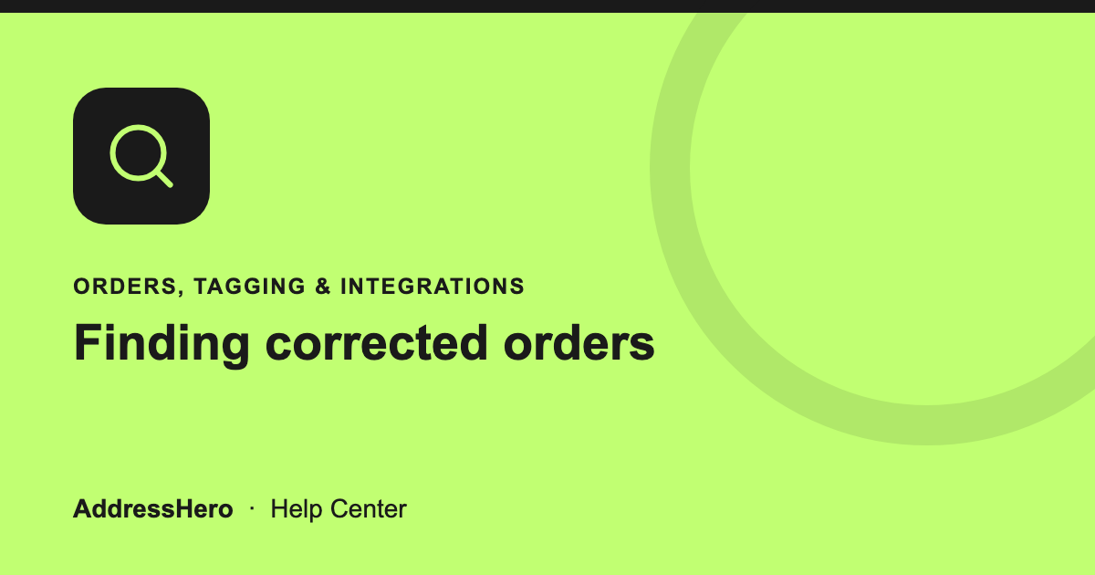 Finding corrected orders cover